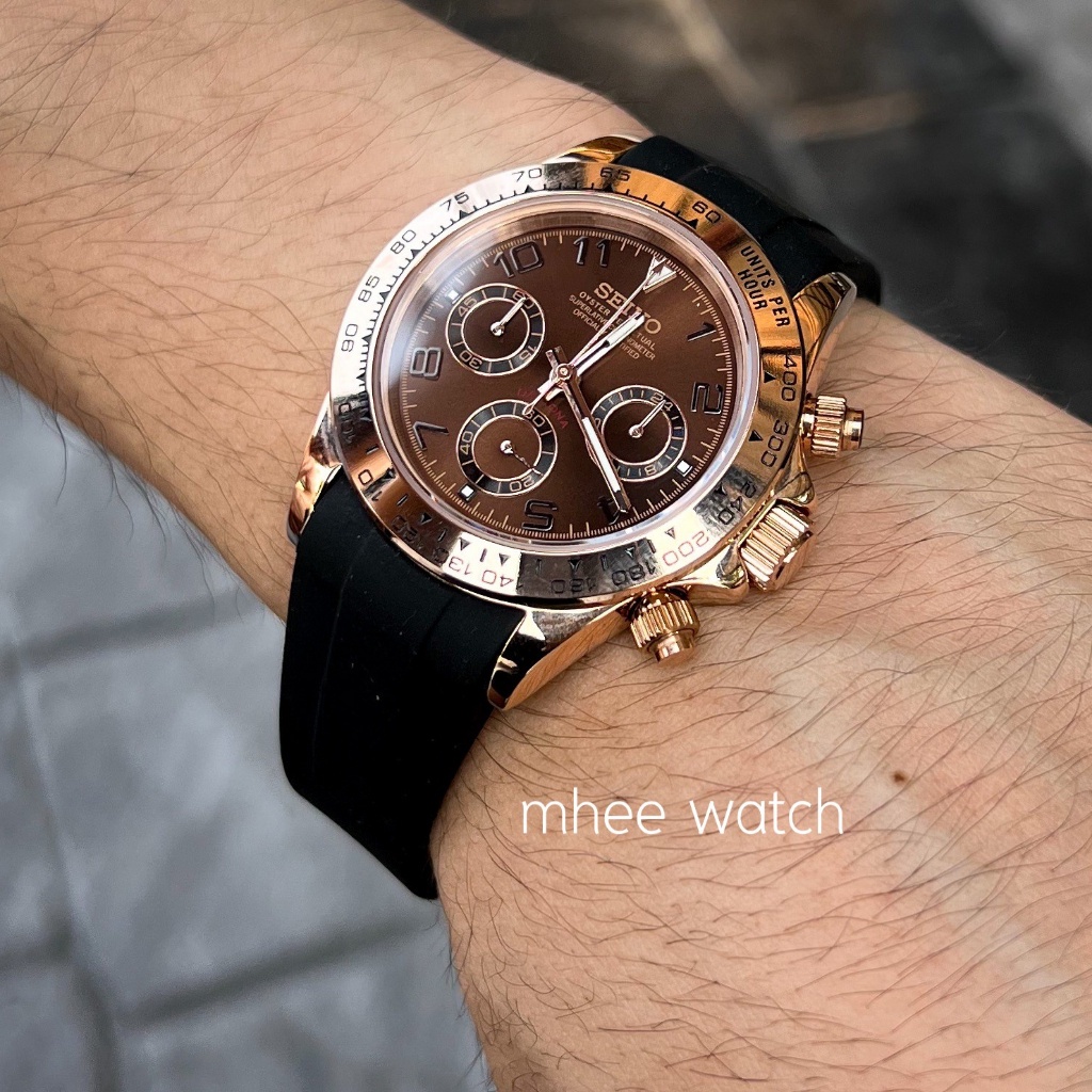 Seikomod Chocolate Pinkgold Daytona Chronograph Quartz Movement VK63