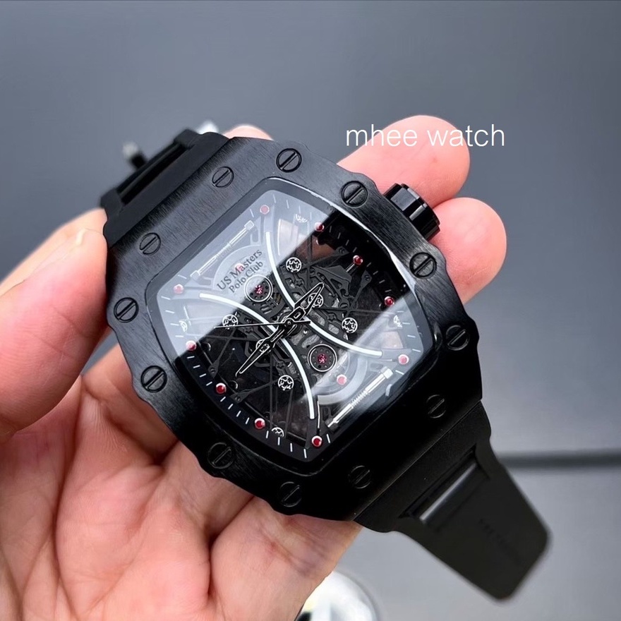 US Masters Polo Club ทรง RM Original All in Black ระบบ Quartz ของแท้ รับประกันศูนย์ไทย 1 ปี