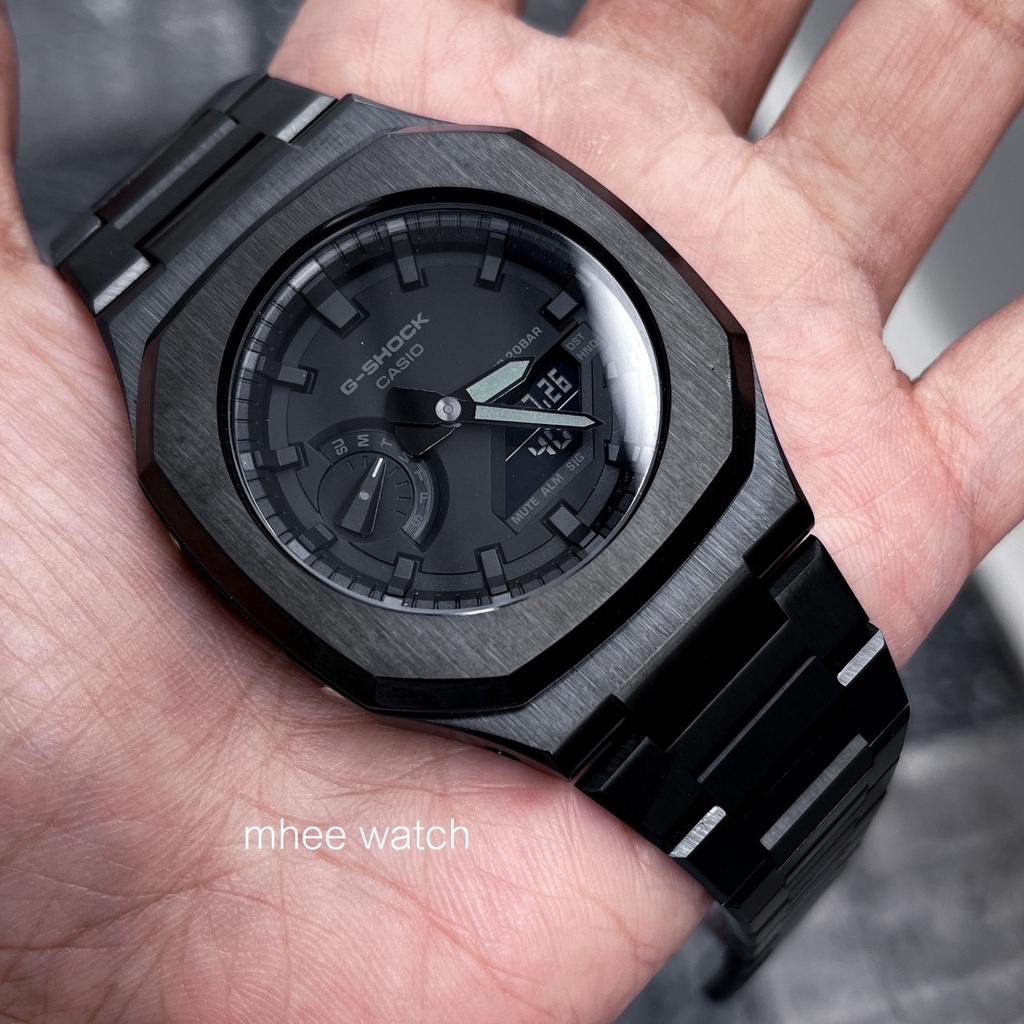 G-Shock Nautilus All in Black customized from GA-2100-1A1 Black Steel Full Metal