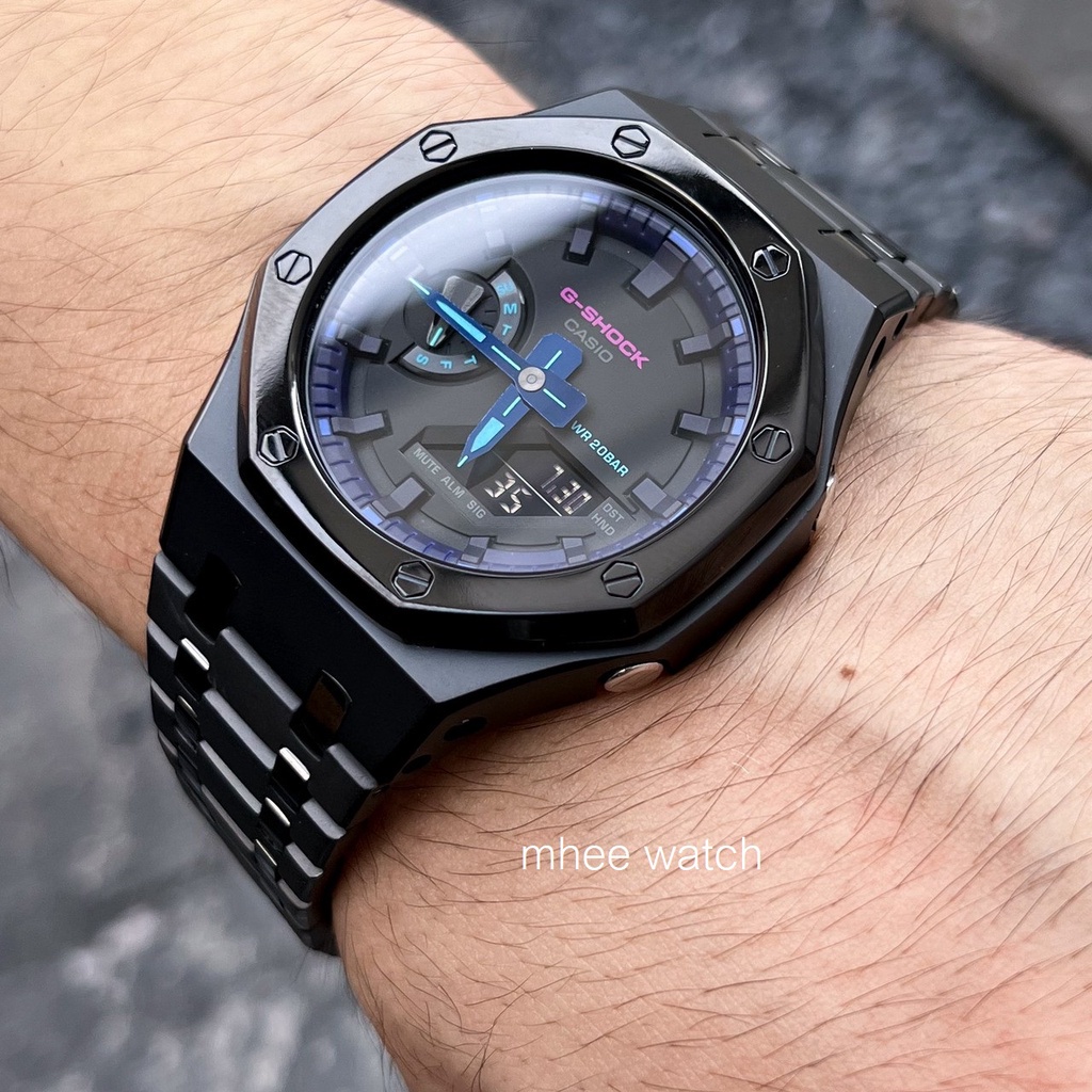 G-Shock Casioak Mod Black Panther with Special Edition of Black Steel bezel and strap