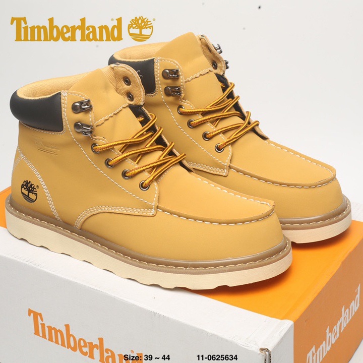 Timberland ทิมเบอร์แลนด์คลาสสิกสีเหลืองสูงผู้ชายและผู้หญิงรองเท้าทำงานบู๊ทส์กลางแจ้งกันน้ำรูบาร์บ