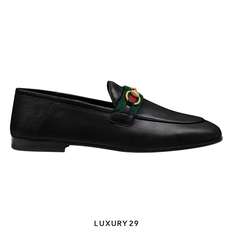 Gucci Women's Loafer With Web In Black Leather