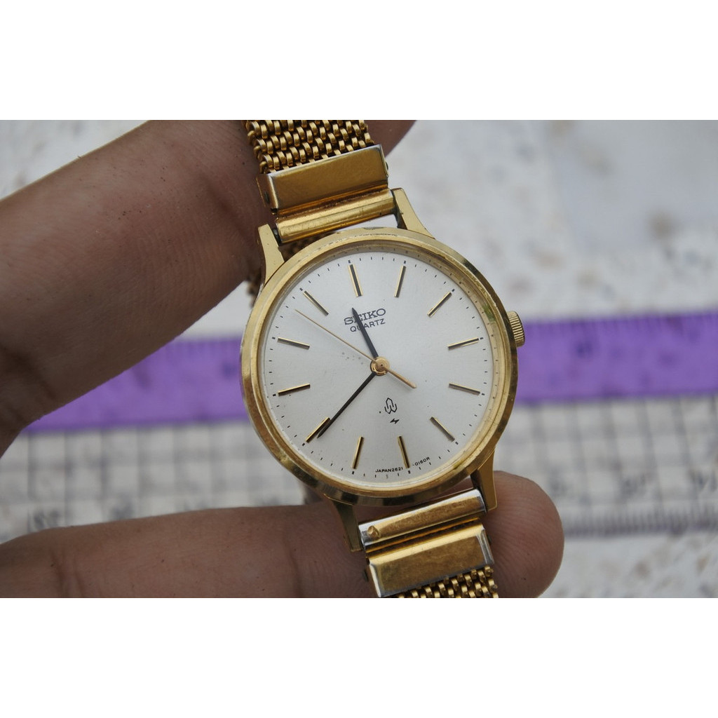 นาฬิกา Vintage มือสองญี่ปุ่น SEIKO ชุบทอง 2621 0020 หน้าขาว ผู้หญิง ทรงกลม ระบบ Quartz ขนาด20mm ใช้งานได้ปกติ ของแท้