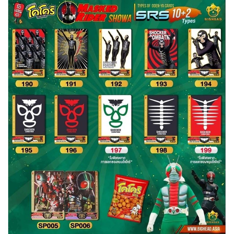 การ์ด ไอ้มดแดง โคโคริ โอเดนย่า ระดับ SRs และ SP Masked Rider Showa Power Card Part1 by Oden-Ya