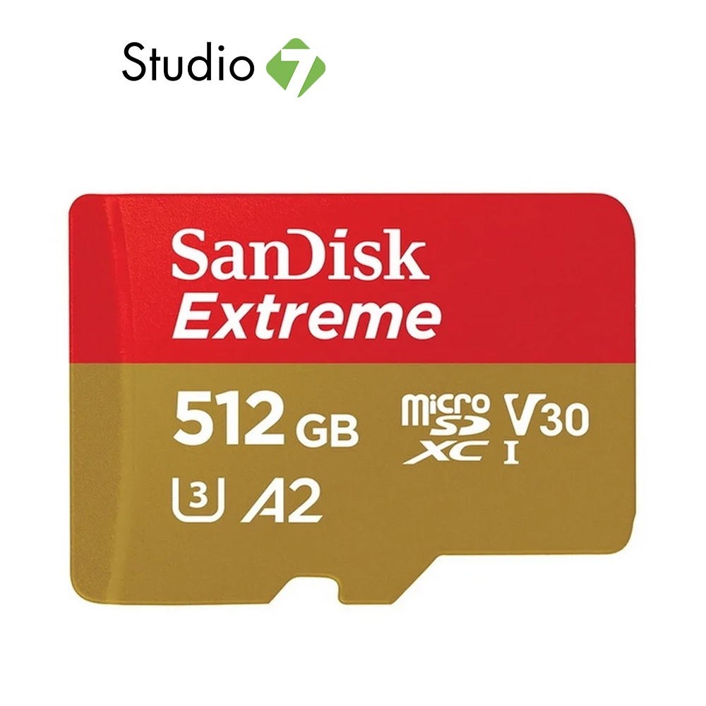 การ์ดหน่วยความจำ SanDisk Extreme microSDXC 512GB V30 U3 C10 A2 190MB/s R 130MB/s (WSDSQXAV-512G-GN6M