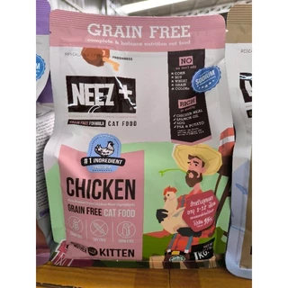 Neez+ นีซพลัส Neez plus อาหารแมว เกรนฟรี ไม่เค็ม บำรุงขน ขนาด 1 โล