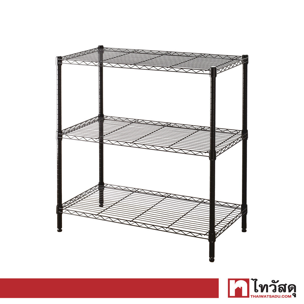 KASSA HOME ชั้นตะแกรงเหล็กอเนกประสงค์ 3 ชั้น Rocky รุ่น A2525-MBK ขนาด 90 x 45 x 90 ซม. สีดำ