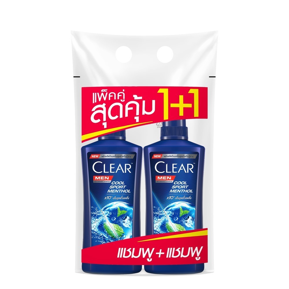 เคลียร์เมนแชมพูคูลสปอร์ตน้ำเงิน370มล.แพ็คคู่/ CLEAR MEN SHAMPOO COOL SPORT370ML.TWINPACK