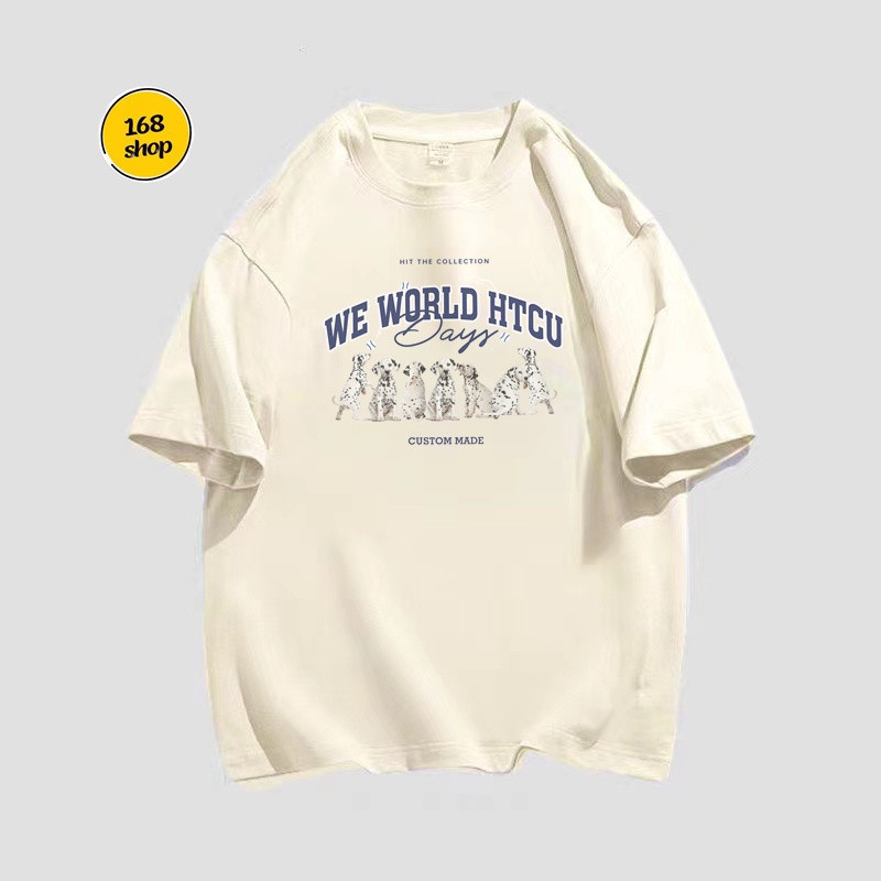 เสื้อยืดพิมพ์ลายแก็งค์น้องหมาลายจุด ลายสุดชิค เท่ๆคูลๆ สินค้าพร้อมส่ง6สี