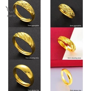 แหวนผู้ชาย 24K และผู้หญิงทองคำ การรักษาแหวนเปิด แหวนเปิด ชุบทองคลาสสิค Xinyia1
