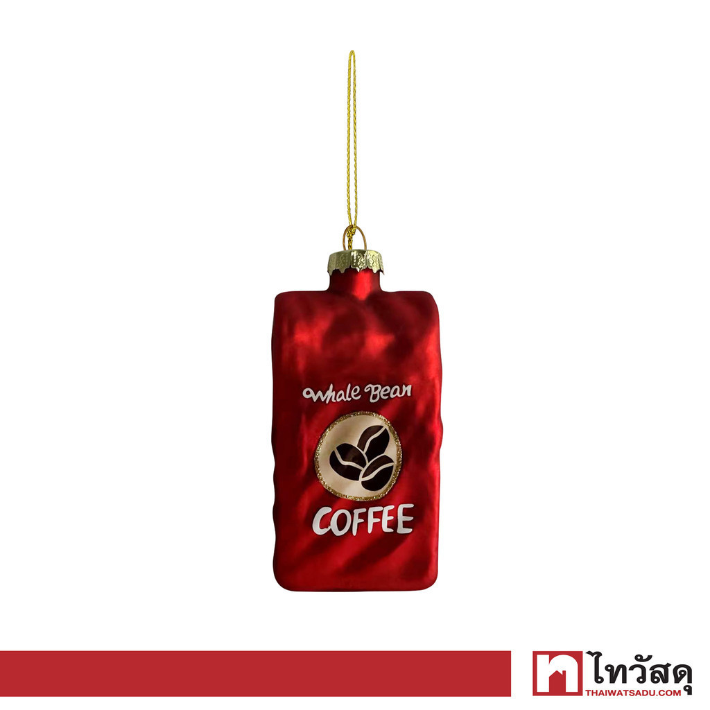 KASSA HOME ที่ตกแต่งต้นคริสต์มาสแก้ว Coffee Xmas23 รุ่น SY230614 สีแดง