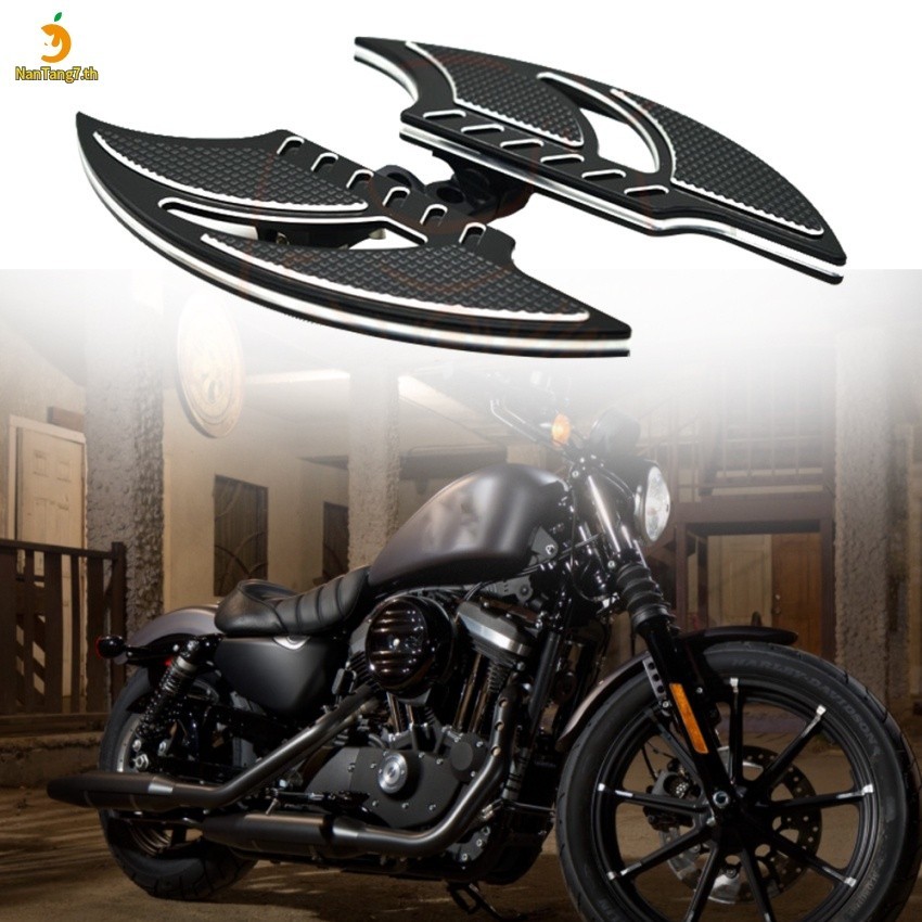 【จัดส่งท้องถิ่น】ที่พักเท้า สีดํา สําหรับรถจักรยานยนต์ Harley Sportster 883 1200 XL Touring Electra Glide Road King Dyna - รูปที่ 3