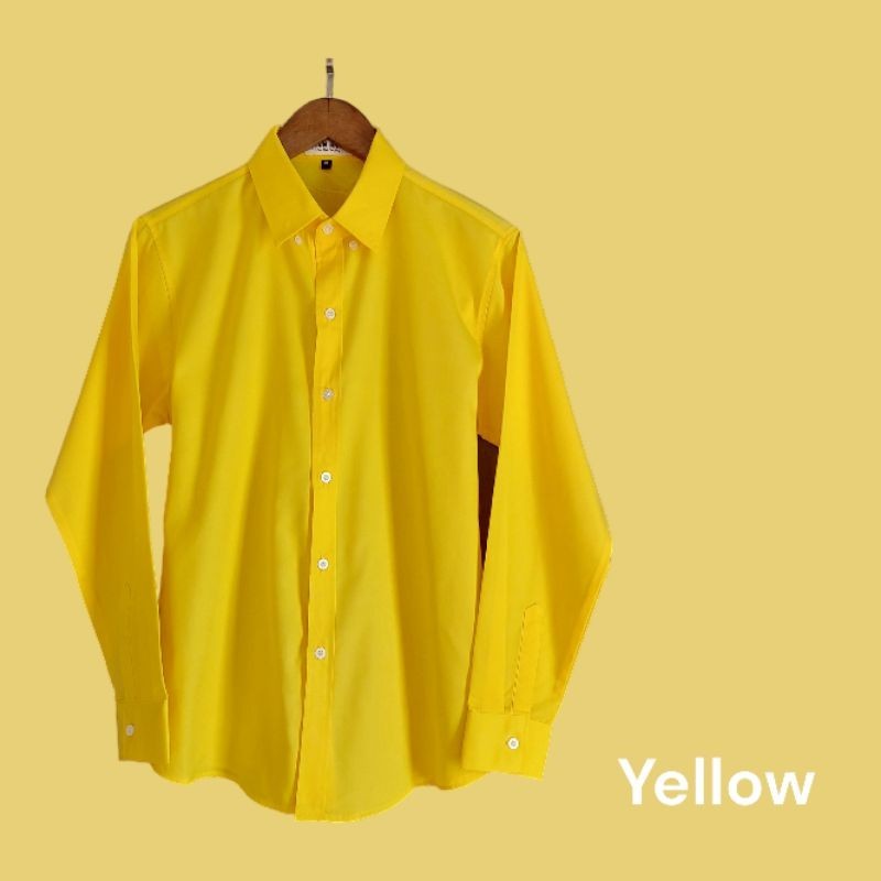 เสื้อเชื้อแขนยาว คอปก สีเหลือง ( ผ้า cotton)