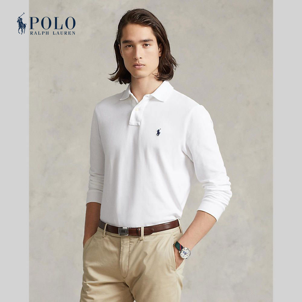 Polo Ralph Lauren เสื้อโปโลผู้ชาย Polo-Custom Slim Fit Mesh Polo Shirt รุ่น MNPOKNI16820114 สีขาว