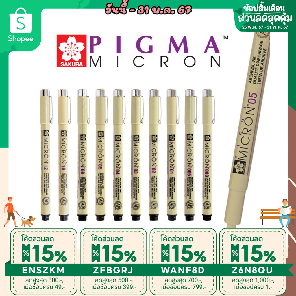 ถูกสุด ปากกา ตัดเส้นพิกม่า ซากุระ PIGMA MICON แบบหัวเข็ม แยกแท่ง