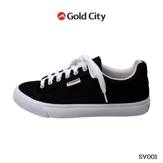 รองเท้าผ้าใบ ผูกเชือก พื้นยางพารา สีดำ SIZE 37-45 ส่งตรงจากโรงงานแท้100% GOLDCITY รุ่น SV001