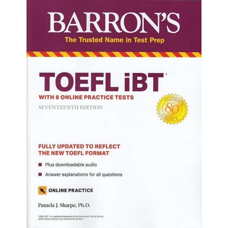 Chulabook|c321|หนังสือ|TOEFL IBT: WITH 8 ONLINE PRACTICE TESTS (BARRON'S TEST PREP)
