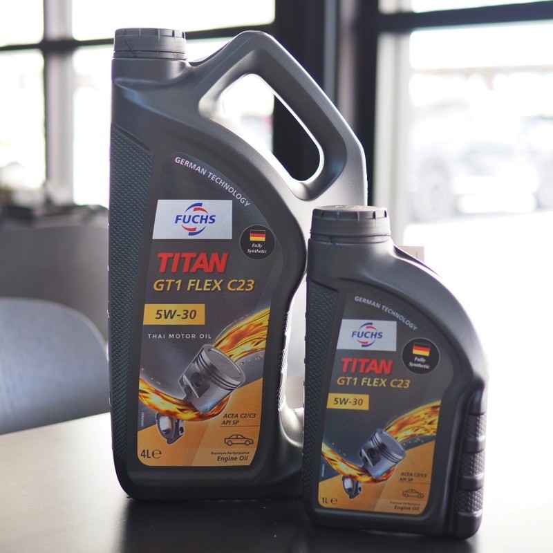 *4 แถม 1 ลิตร สมรรถนะสูง สังเคราะห์แท้ Fuchs Titan GT1 Flex C2 5W-30