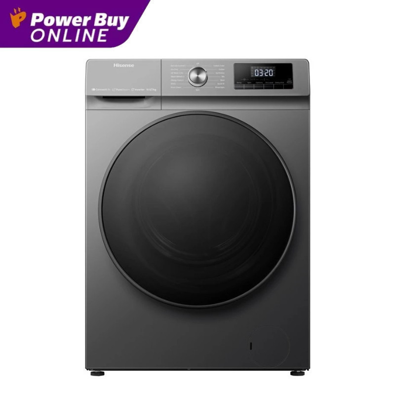 [จัดส่งพร้อมติดตั้ง] HISENSE เครื่องซักผ้า/อบผ้า ฝาหน้า (10.5/7 Kg, สี Titanium Gray) รุ่น WD3Q1043B