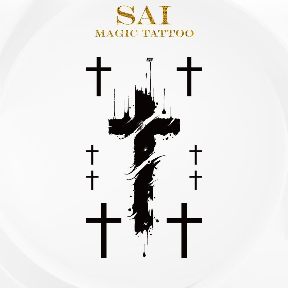 แทททู SAI MAGIC TATTOO 10CM×06CM รอยสักอยู่ได้นาน 2 สัปดาห์ รอยสักมายากล แทททูรอยสักกันน้ำ รอยสักชั่วคราว รอยสัก สักแขน สักข้อมือ,มินิมอลลิสต์ ลายสักเล็กๆ,การเผาไหม้ ข้าม 457