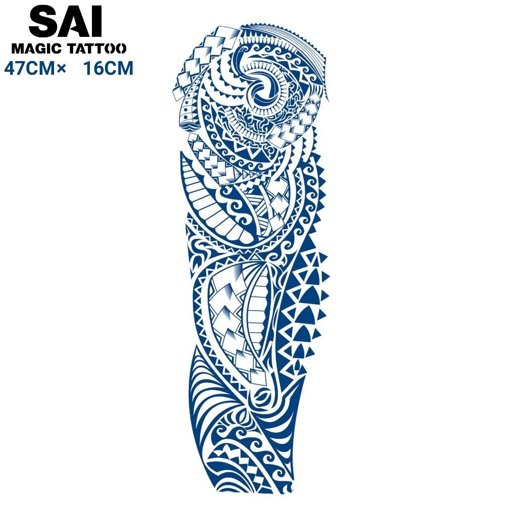 แทททู SAI MAGIC TATTOO 47CM×16CM รอยสักอยู่ได้นาน 2 สัปดาห์ รอยสักมายากล แทททูรอยสักกันน้ำ รอยสักชั่วคราว รอยสัก สักแขน สักขา รอยสักต้นขา,ดเวย์น จอห์นสัน Dwayne Johnson แบบสักชนเผ่า 010