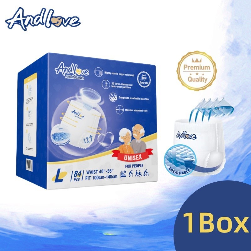 【กล่อง！！】เพิ่มเติม ผ้าอ้อมผู้ใหญ่ Andlove ใช้ได้ทั้งชายหญิง ปลี่ยนง่าย M96/L84 /XL72/XXL60 ผ้าอ้อมผู้ใหญ