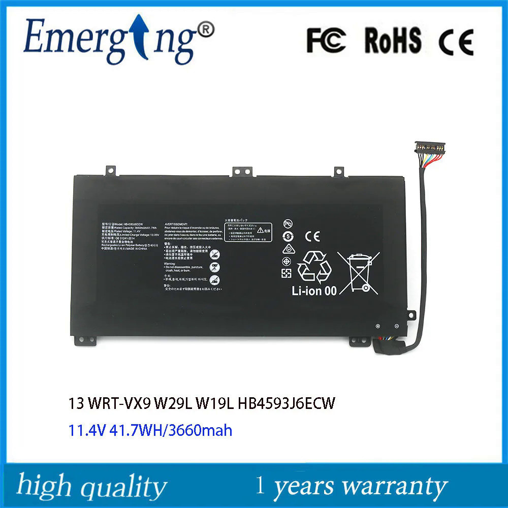 11.4V แบตเตอรี่ HB4593J6ECW สำหรับ HUAWEI MateBook 13 WRT-W19 WX9 W29 41.7Wh คอมพิวเตอร์โน้ตบุ๊ค