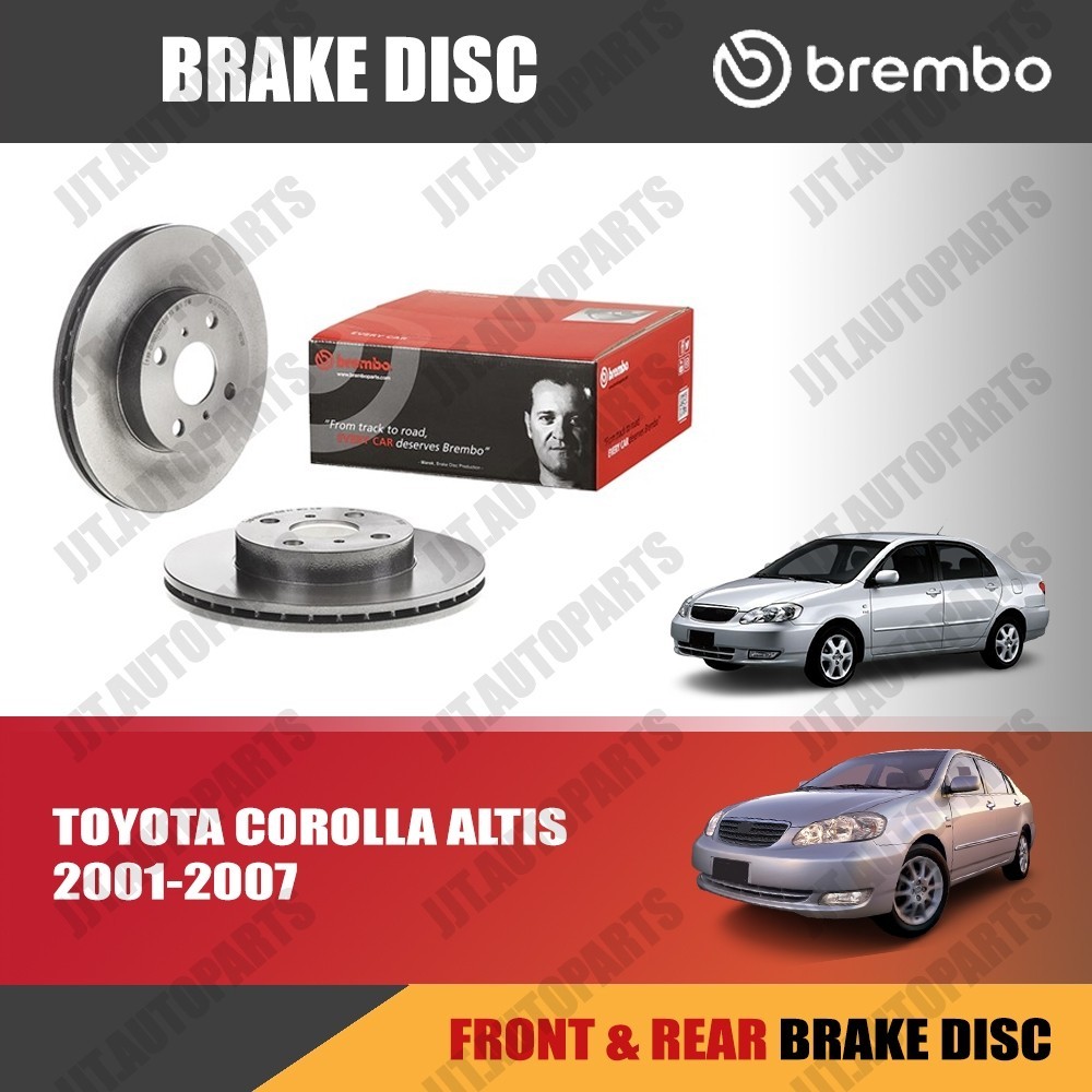 Brembo จานเบรค TOYOTA COROLLA  ALTIS 2001-2003, 2004-2007 โตโยต้า อัลติส หน้าหมู 2001-2007 [คู่หน้า, ดิสก์หลัง]