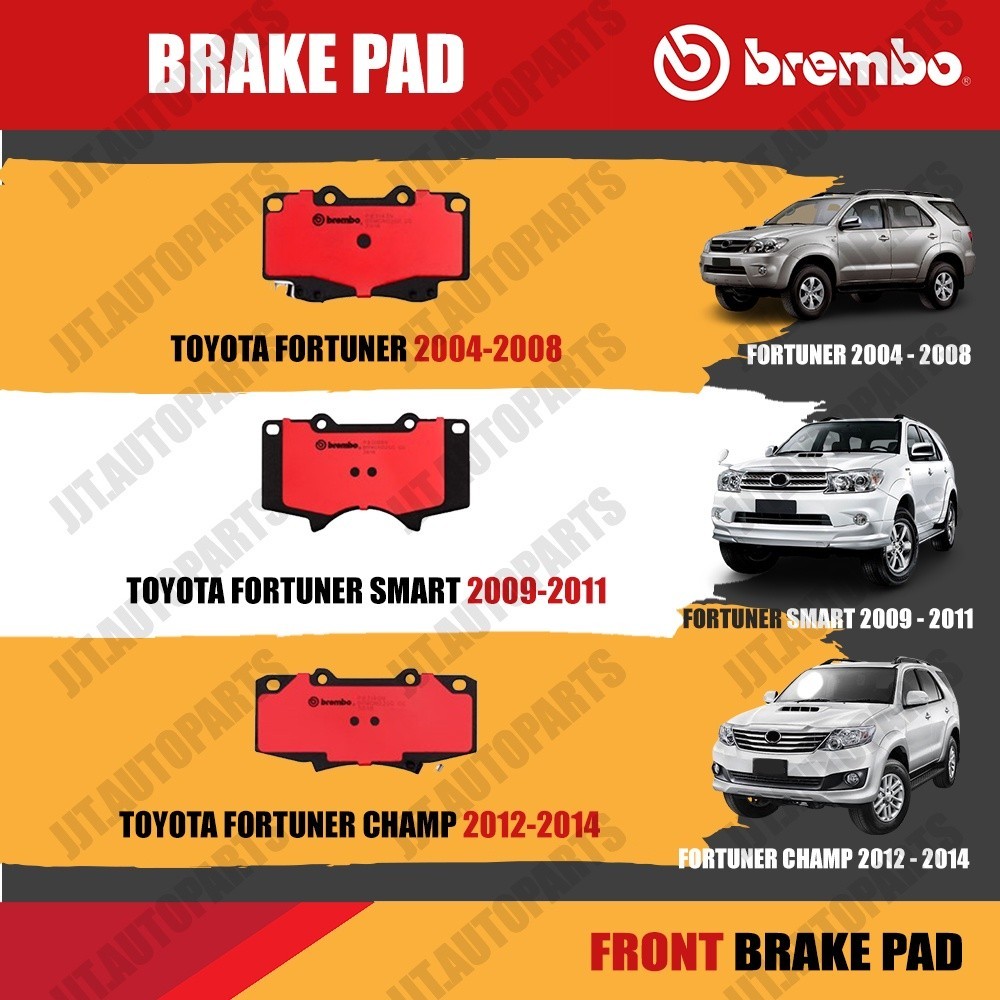 Brembo ผ้าเบรค TOYOTA FORTUNER, FORTUNER SMART, FORTUNER CHAMP โตโยต้า ฟอร์จูนเนอร์, สมาร์ท, แชมป์ 2