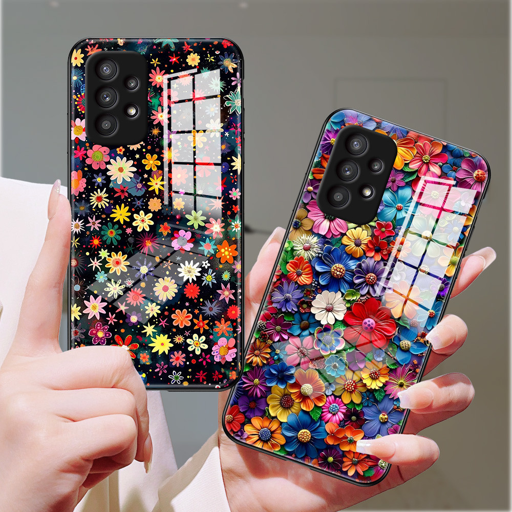 ดอกไม้น้อย เคส กระจก Samsung a13 a12 a11 a10s a10 a03s a03 a02 s30 ultra s21 s21fe note 10 plus j7 2018 j6 h3f1043