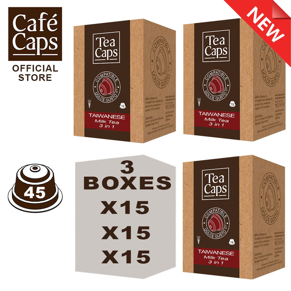 Cafecaps - แคปซูลชา Nescafe Dolce Gusto Compatible Taiwanese Milk Tea (3 กล่อง X15 แคปซูล)