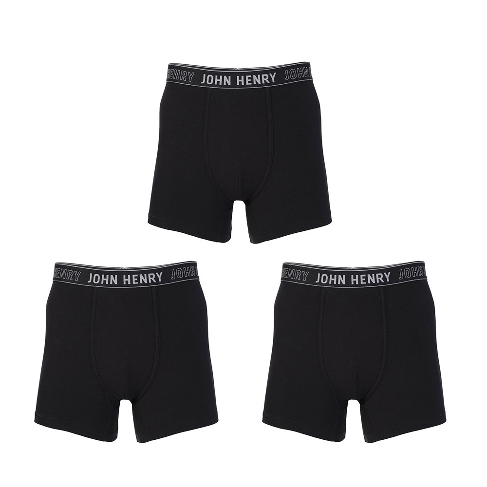 JOHN HENRY UNDERWEAR Cotton Spandex ทรงบ๊อกเซอร์ บรี๊ฟผู้ชาย รุ่น JU JU3502N สีดำ แพ็ค3