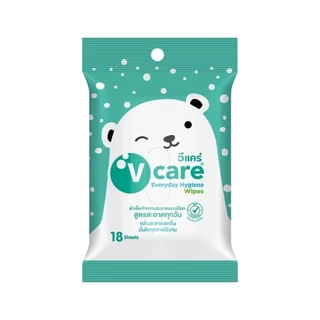 V CARE วีแคร์ ผ้าเปียกแอนตี้แบคทีเรีย สูตรสะอาดทุกวัน 18 แผ่น