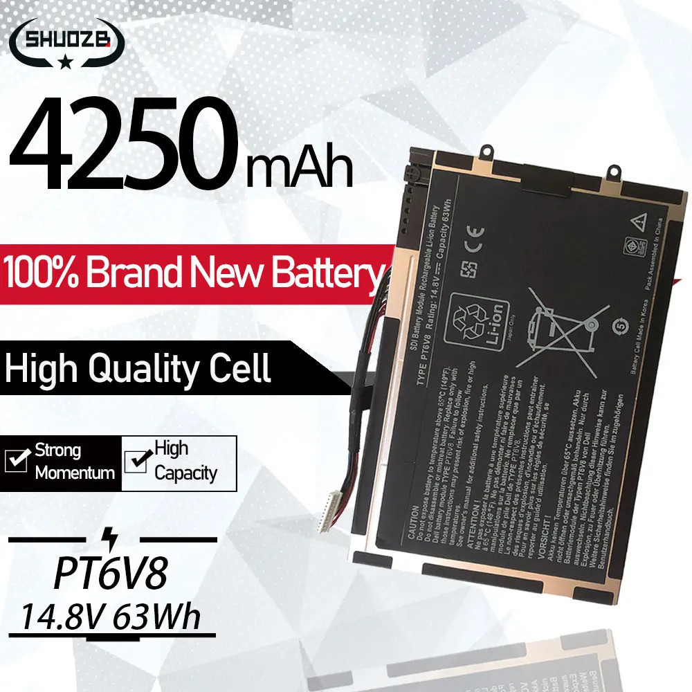 New PT6V8 8P6X6 T7YJR DKK25 Laptop Battery For Dell Alienware M11x M14x R1 R2 R3 P18G P06T 08P6X6 P0