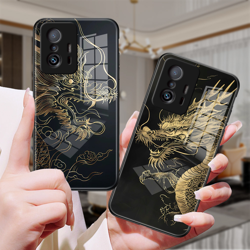 มังกรทอง เคส กระจก Xiaomi Mi 11t 11T pro 10 Ultra h3f1087