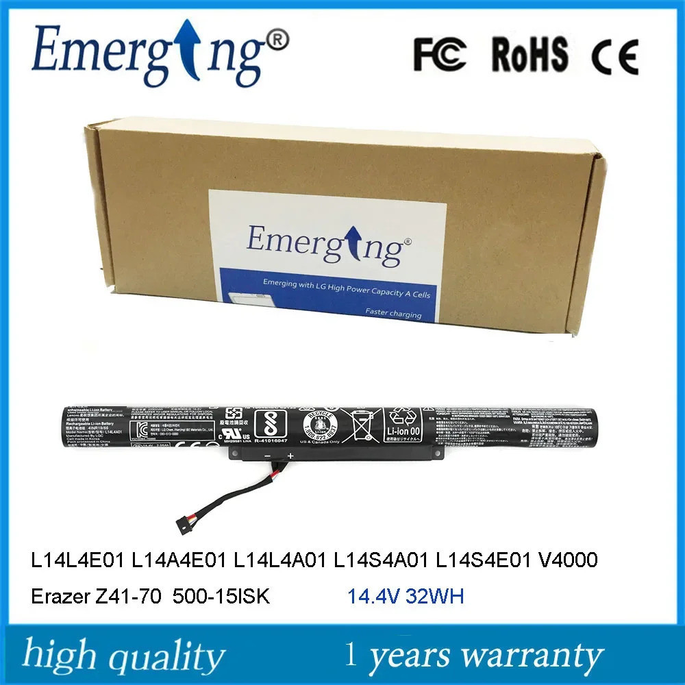14.4V แบตเตอรี่ L14L4A01สำหรับ Lenovo L14L4E01 L14A4E01 L14S4A01 32Wh Erazer Z41-70 IdeaPad 500-15IS