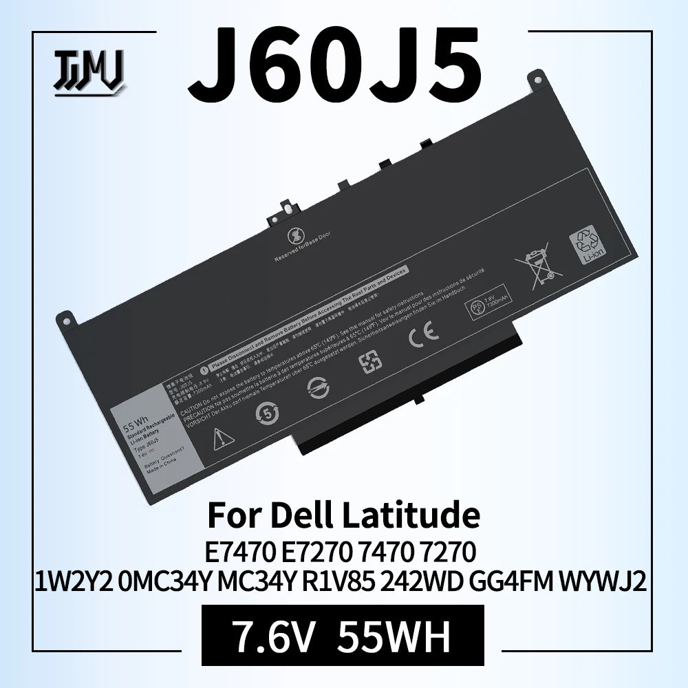 แบตเตอรี่ J60J5 E7270 242WD สำหรับ Dell Latitude 7470 7270แบตเตอรี่แล็ปท็อป1W2Y2 0MC34Y 451-BBSX E74
