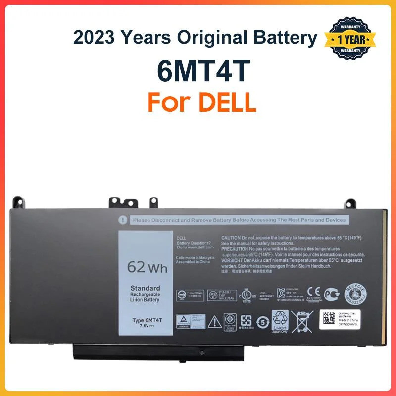 6MT4T 7.6V 62WH แบตเตอรี่แล็ปท็อปสำหรับ DELL Latitude E5470 E5570 M3510 15.6 "Sereis TXF9M 79VRK 07V