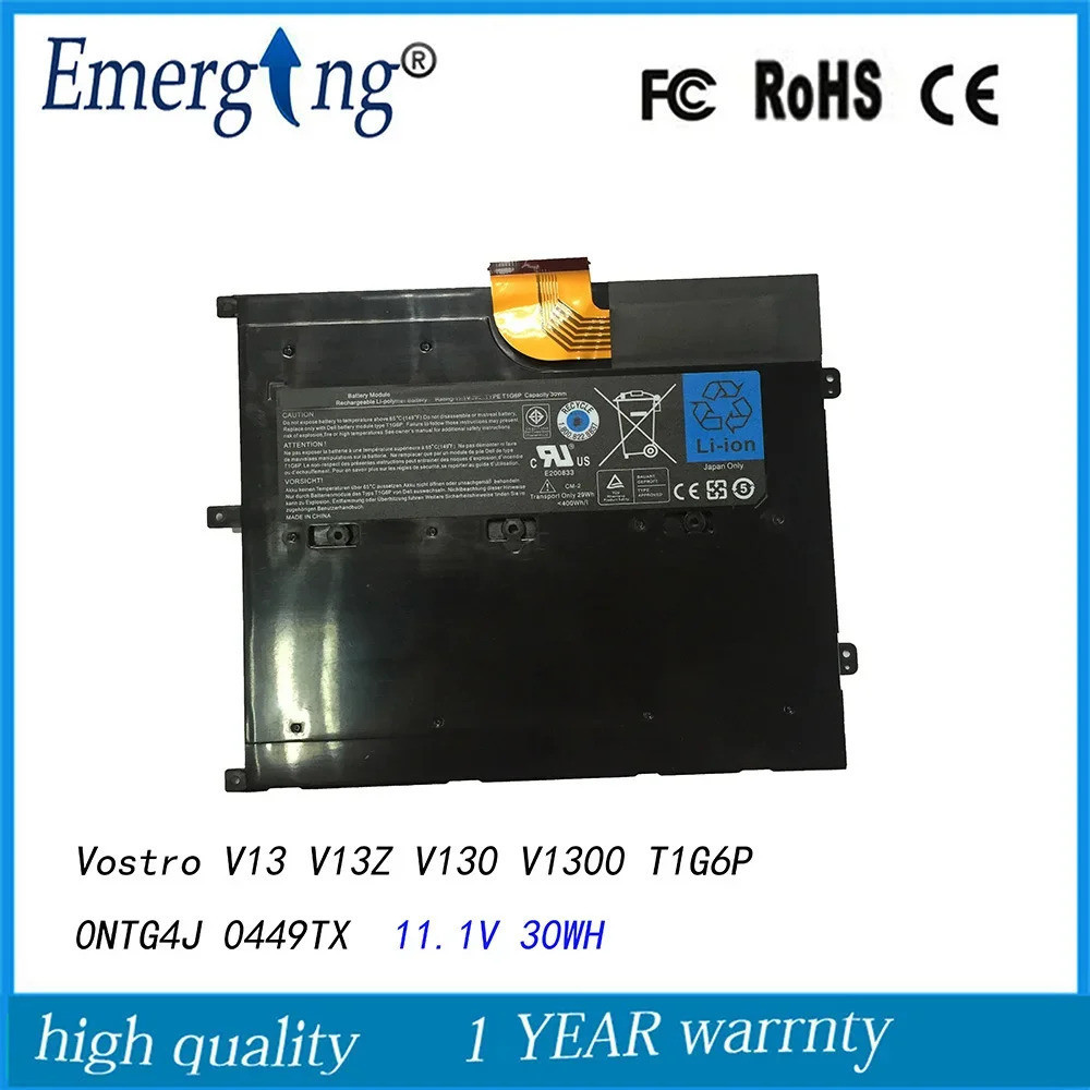 11.1โวลต์30Wh ใหม่ T1G6P เดิมแบตเตอรี่แล็ปท็อปสำหรับ Dell Vostro V13 V13Z V130 0NTG4J 0449TX