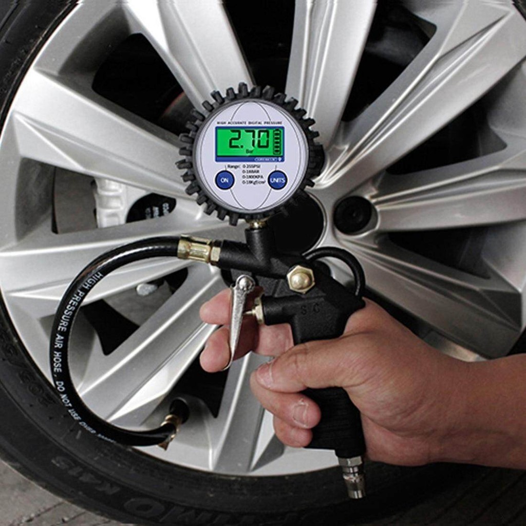 ที่เติมลมยางรถ ระดับความดัน เครื่องเติมลมยาง 0-220 PSI 0-16Bar Tire Pressure Monitor