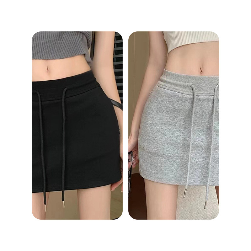 skirt กระโปรงเอวสูง สั้นเหนือเข่า สีพื้น มีให้เลือก 2 สี S-L