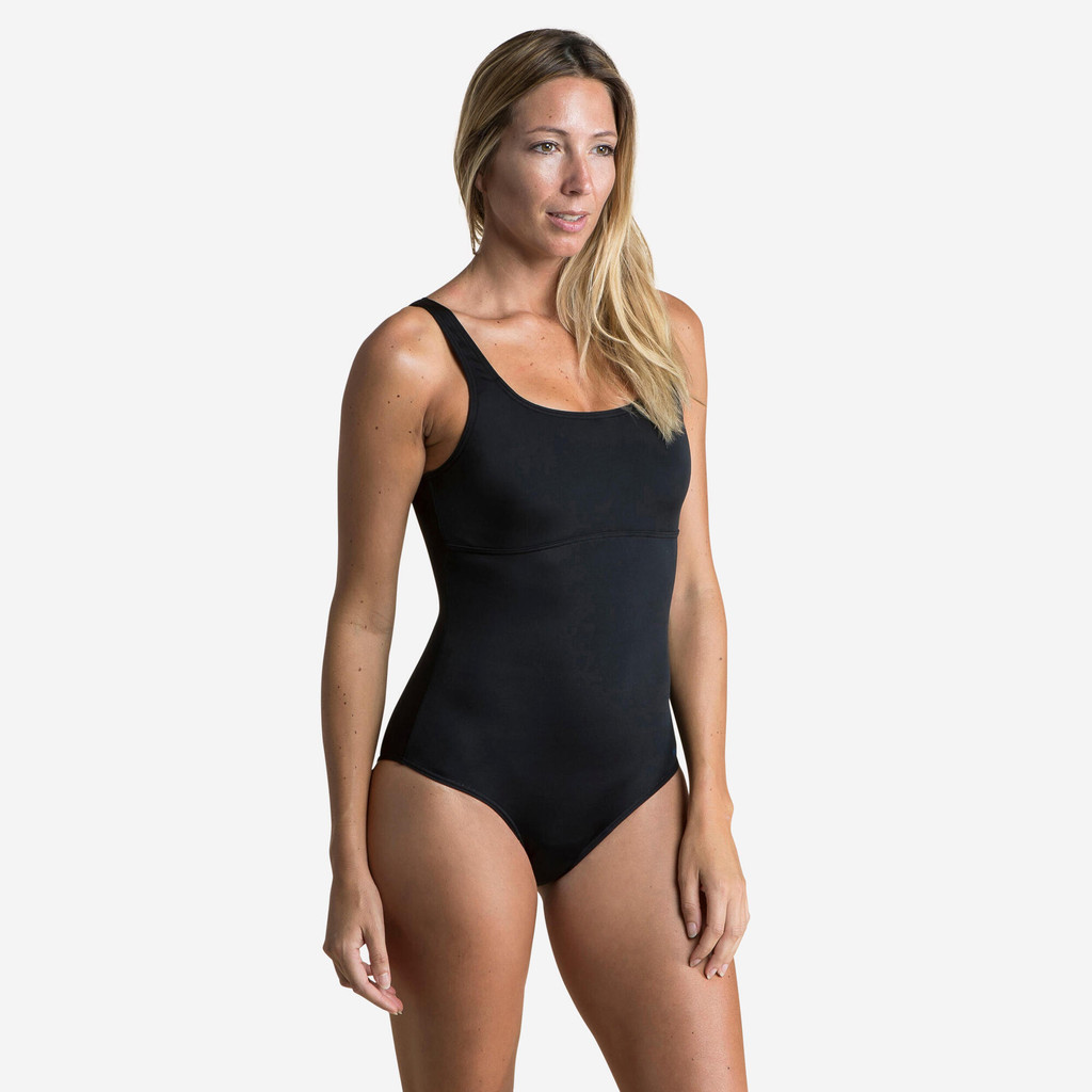 NABAIJI - ชุดว่ายน้ำวันพีซสำหรับผู้หญิงรุ่น Heva U (สีดำ) - Women's 1-piece Swimsuit Heva U Black