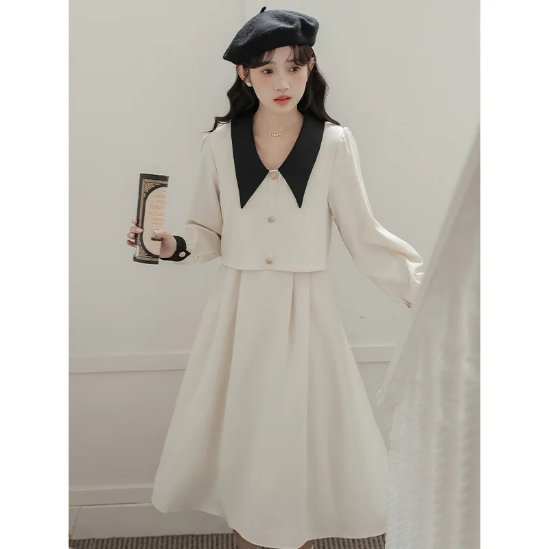 French style teacher Open class clothes Autumn Winter Dress Doll collar interview formal occasion hi