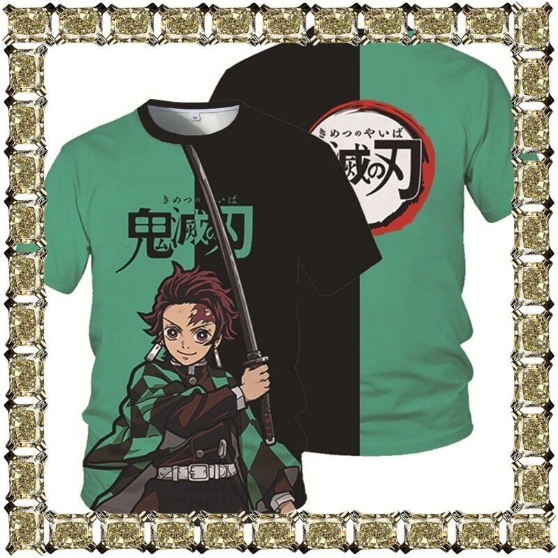 【COD】New Demon Slayer T Shirt Japanese Anime Men's Women Loose 3D Printing Short Sleeve T Unisex Cas