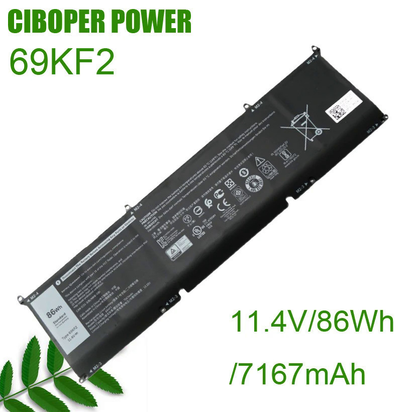 CP ใหม่ของแท้แบตเตอรี่แล็ปท็อป 69KF2 11.4V/86Wh/7167MAh 70N2F M59JH สำหรับ XPS15 9500 P91F R3 2020 8