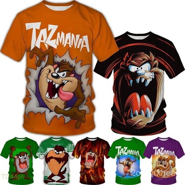 【High quality】Summer Looney Tunes Taz-Mania 3D Printing T-shirt Tazmanian Devil Full Sublimation Cot