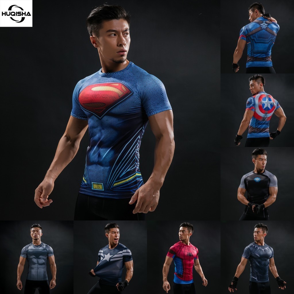 【COD】oversized t shirt for men t shirt for men Superman 3D Printed T-shirts Men Compression Tight Sh