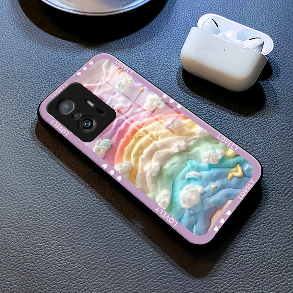 สายรุ้งสามมิติ เคส กระจก Xiaomi Mi 11t 11T pro 10 Ultra h3f1659