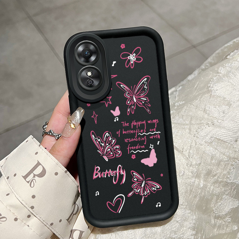 เคสสำหรับ OPPO A18 A38 A2x เคสครอบป้องกันลูกผีเสื้อสวย