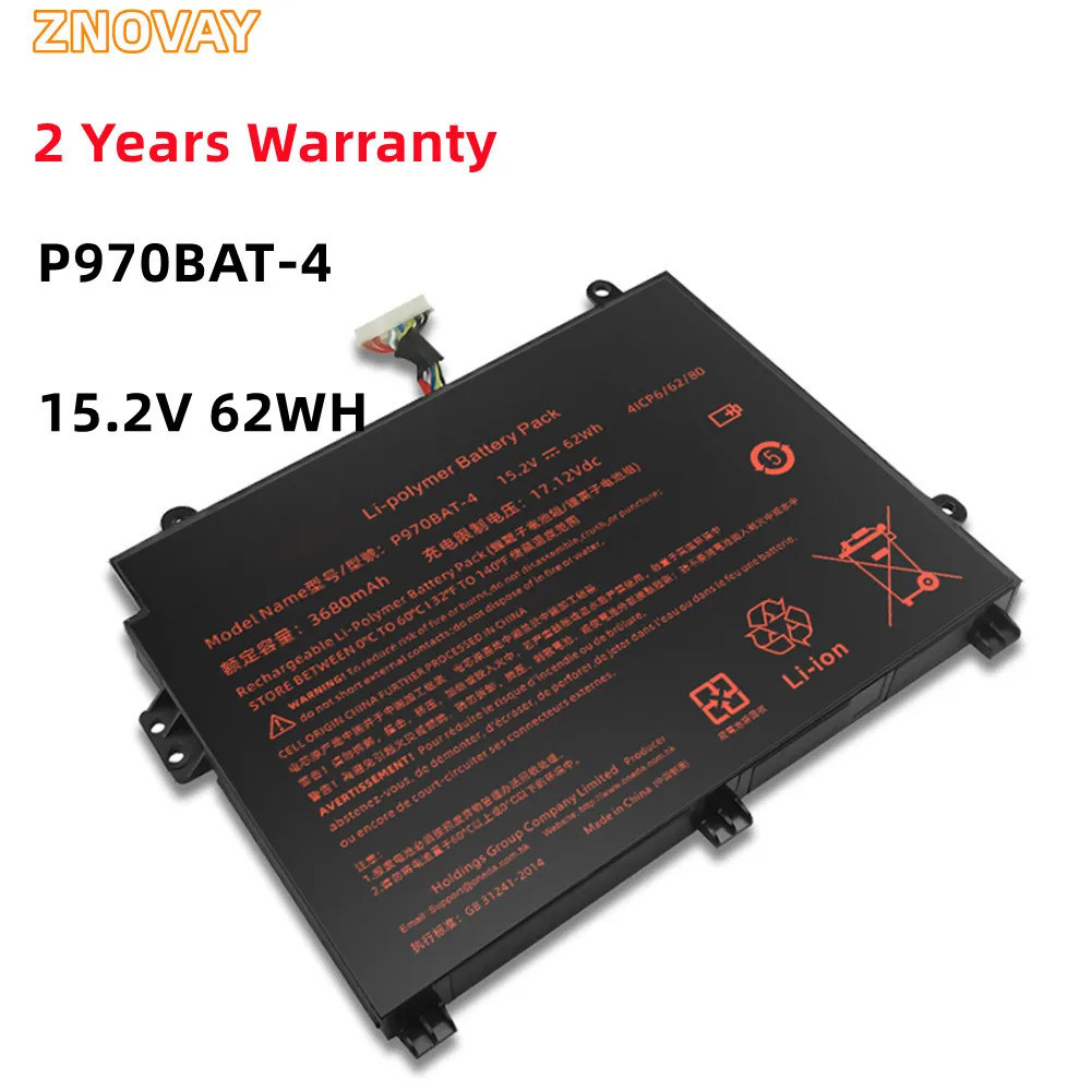 ZNOVAY ใหม่แบตเตอรี่ P970BAT-4สำหรับ Clevo P960EN-K P970ex 4ICP2/62/80 4IPC6/62/80แล็ปท็อป15.2โวลต์3